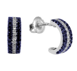 Серебряные cерьги пусеты (гвоздики) с корундом