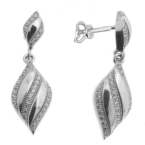 Серебряные cерьги пусеты (гвоздики) с фианитом