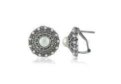 Серебряные cерьги классические с жемчугом