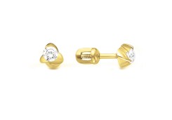 Серьги пусеты (гвоздики) из желтого золота с бриллиантом