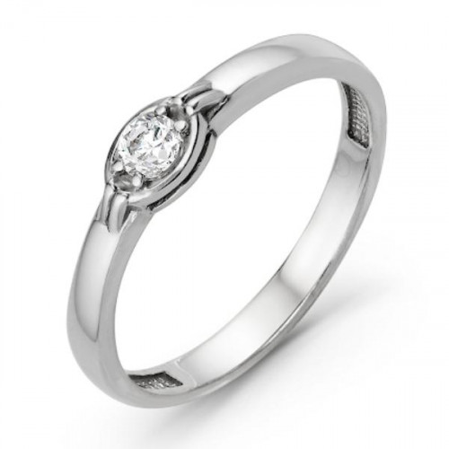 Кольцо из белого золота 585 пробы с фианитом