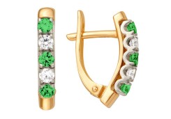 Золотые cерьги с изумрудом