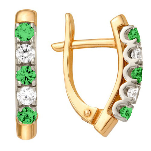 Золотые cерьги с изумрудом