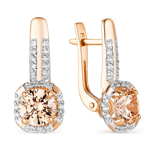 Золотые cерьги с фианитом