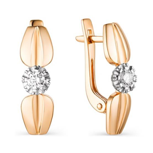 Золотые cерьги с бриллиантом