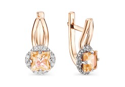 Золотые cерьги с фианитом