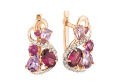 Золотые cерьги классические с полудрагоценными камнями