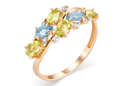 Золотое кольцо с полудрагоценными камнями