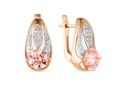 Золотые cерьги классические с фианитом