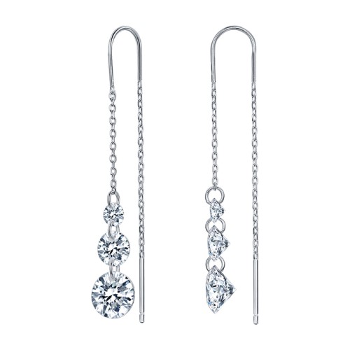 Серебряные cерьги классические с фианитом