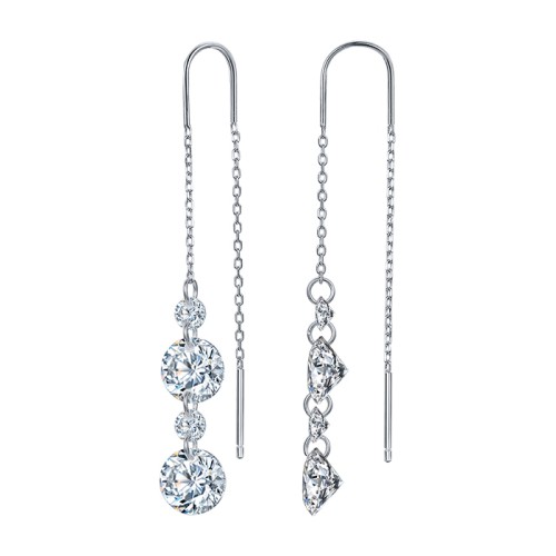 Серебряные cерьги классические с фианитом