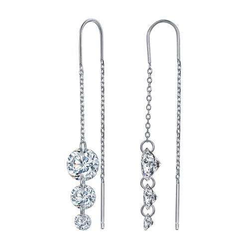 Серебряные cерьги классические с фианитом