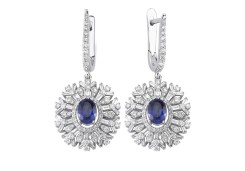 Золотые серьги с бриллиантами и сапфирами