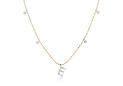 Золотое колье буква Е с бриллиантами