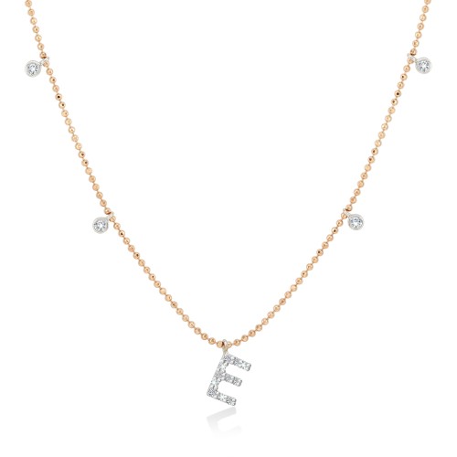 Золотое колье буква Е с бриллиантами