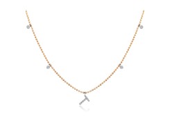Золотое колье буква Т с бриллиантами