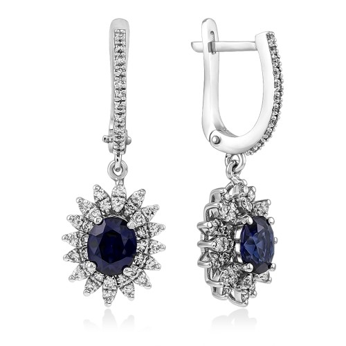 Серьги с бриллиантами и сапфирами