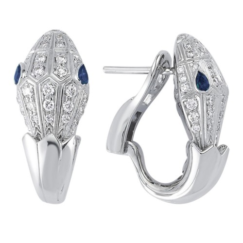 Золотые серьги с бриллиантами и сапфирами