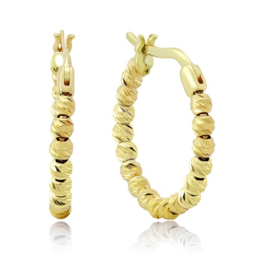 Золотые серьги кольца с шариками