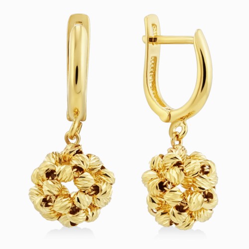 Серьги с шариками из желтого золота