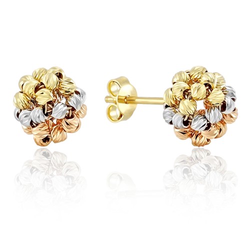 Золотые серьги пусеты с шариками