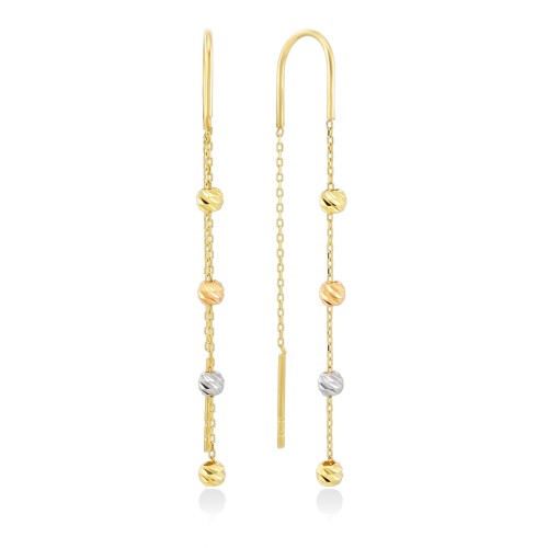 Серьги протяжки из золота с шариками