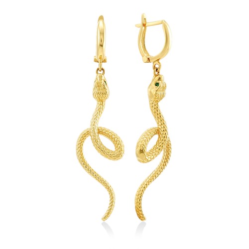 Серьги золотые змея