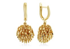 Серьги ежики из желтого золота