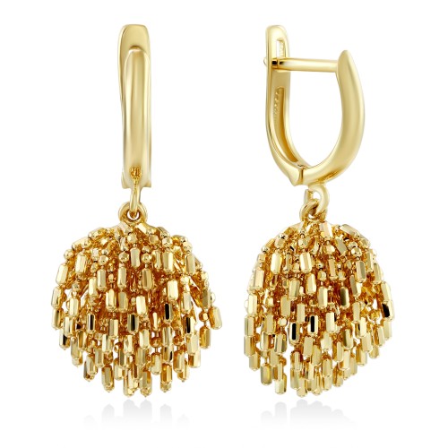 Серьги ежики из желтого золота