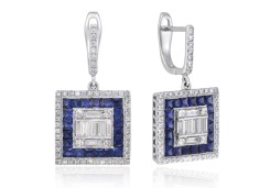 Серьги золотые с бриллиантами и сапфирами