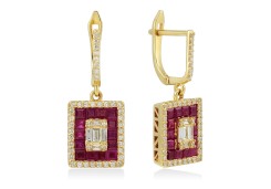 Серьги из золота с бриллиантами и рубинами