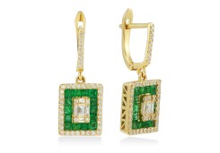 Серьги из золота с бриллиантами и изумрудами
