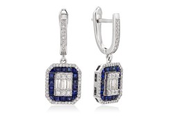 Серьги из золота с бриллиантами и сапфирами