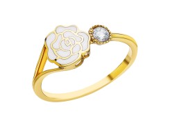 Золотое Кольцо 585 пробы с фианитами и эмалью