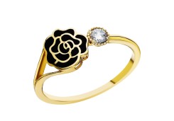 Золотое кольцо 585 пробы с фианитами и эмалью