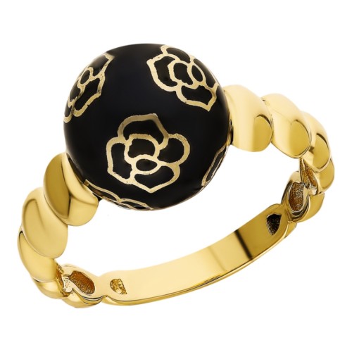 Стильное кольцо из золота 585 пробы с эмалью