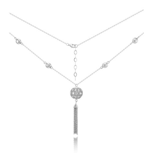 Колье серебряное с фианитами внутри шарика