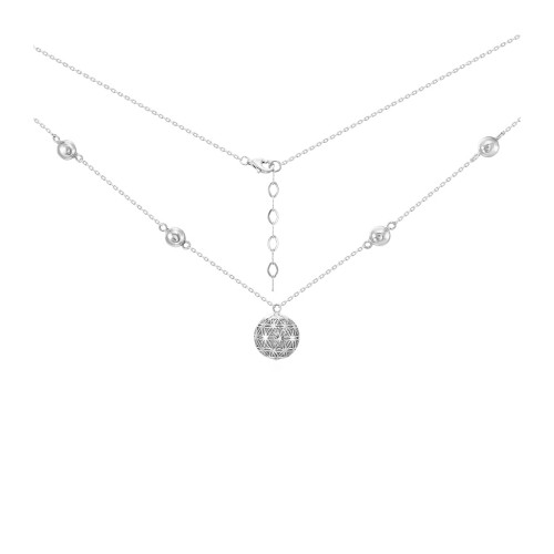 Колье серебряное с фианитами внутри шарика