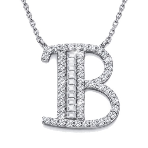 Колье буква В из золота с бриллиантами