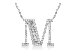 Колье буква M из золота с бриллиантами