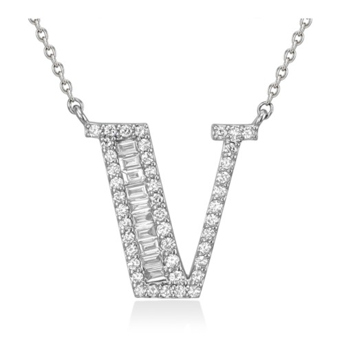 Колье буква-V с бриллиантами