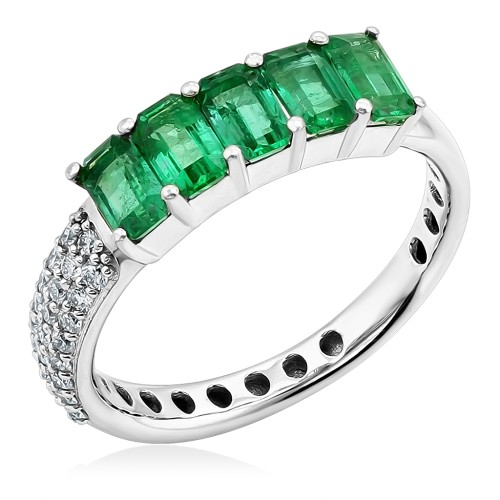 Кольцо с бриллиантами и изумрудами