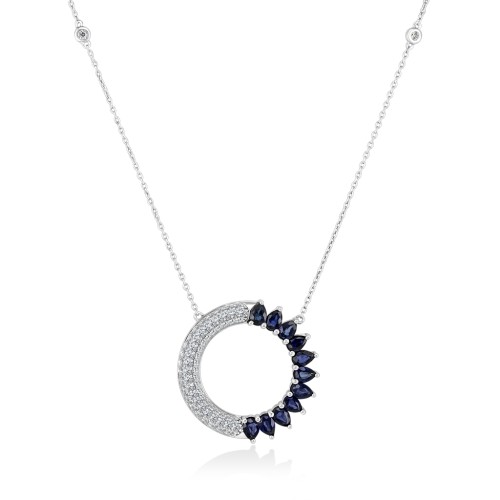 Колье из золота с бриллиантами и сапфирами