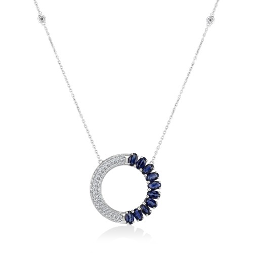 Колье из золота с бриллиантами и сапфирами