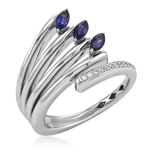 Кольцо из золота с бриллиантами и сапфирами