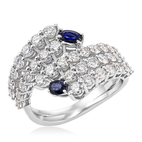 Кольцо из золота с бриллиантами и сапфирами