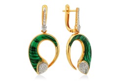 Серьги из золота с бриллиантами и малахитом
