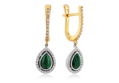 Серьги из золота с бриллиантами и малахитом