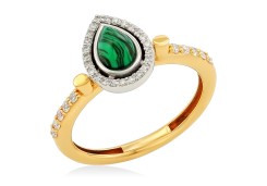 Кольцо из золота с бриллиантами и малахитом