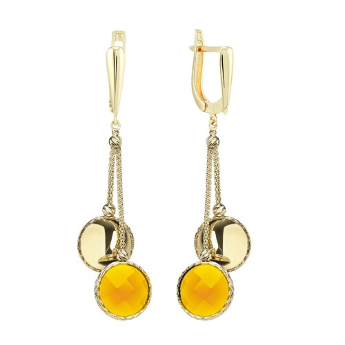 Серьги золотые с цитринами